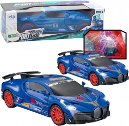 Auto sportiva interattiva con sensore ostacoli, sfera LED e rotazione a 360°, blu