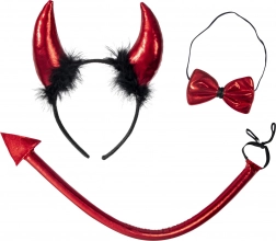 Set da diavoletta/o per bambini con corna, coda e forca