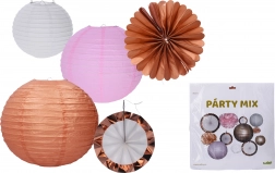 Party mix di decorazioni di carta – lanterne, pom pom e addobbi sospesi (set da 12 pezzi)