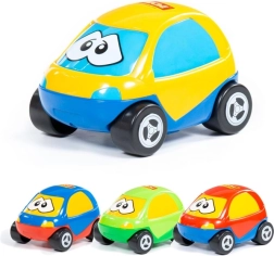 Piccola auto di plastica con occhi per bambini piccoli