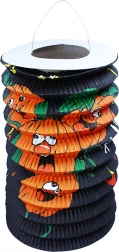 Lanterna di Halloween con zucche allegre