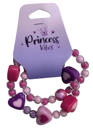 PINK set di braccialetti con perline a cuoricini, 2 pz