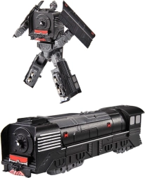 Robot di metallo trasformabile locomotiva nero