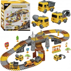 Woopie set da costruzione pista da corsa XXL binario elettrico – cantiere, 174 pezzi