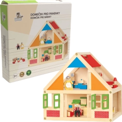 Babu casetta in legno per bambole con accessori e 2 personaggi