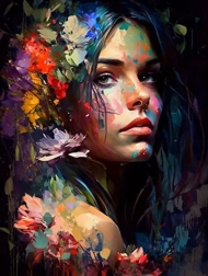 Pittura diamantata ritratto colorato di donna 30 × 40 cm