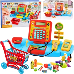 Cassa giocattolo interattiva per bambini supermercato con carrello, scanner e bilancia