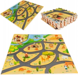 Tappeto puzzle da pavimento in schiuma safari 9 pezzi 93 × 93 cm