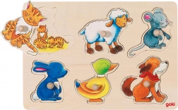 Puzzle in legno con pioli: mamma e cucciolo