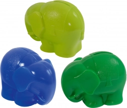Salvadanaio in plastica a forma di elefante