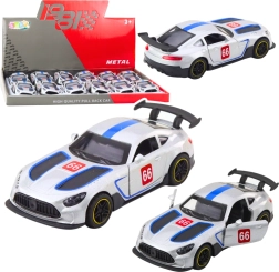 Auto da corsa in metallo 1:43 con retrocarica e porte apribili – argento