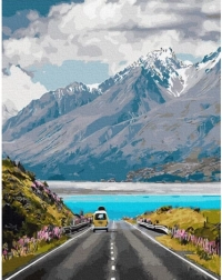 Pittura per numeri Percorso in Montagna 40x50 Tela + Colori + Pennelli