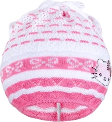 Cappellino-foulard in maglia New Baby gattina rosa