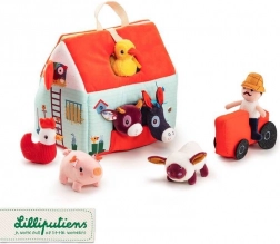Lilliputiens fattoria pieghevole con 6 animaletti, contadino e trattore 18 m+