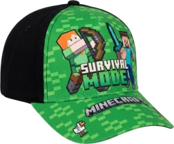 Cappellino con visiera per bambini Minecraft Survival Mode verde-nero