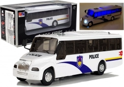 Autobus della polizia con luci e suoni – modello in metallo bianco 21 cm