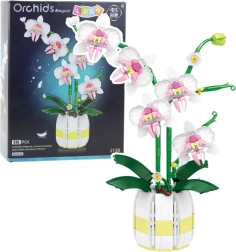 Blocchi di costruzione Orchidea nel vaso rosa-bianco
