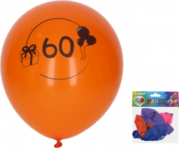 Palloncini con il numero 60, 30 cm, mix di colori, confezione da 5 pezzi