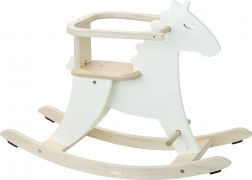 Cavallo a dondolo in legno Vilac con schienale bianco