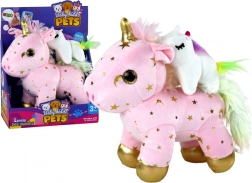 Unicorno di peluche con ninna nanna rosa con stelline dorate