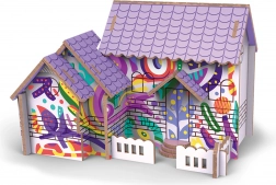 Puzzle 3D in legno casa con colori