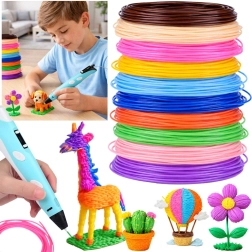 Set di filamenti PCL per penna 3D, 10 colori, 50 m