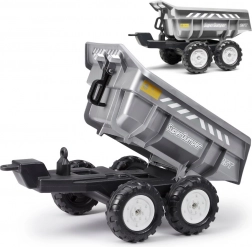 Rimorchio Super dumper a quattro ruote grigio