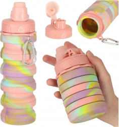 Bottiglia d'acqua sportiva pieghevole in silicone 500ml arcobaleno