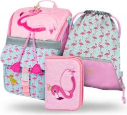 Set scolastico BAAGL Zippy Fenicottero: cartella, astuccio e sacca