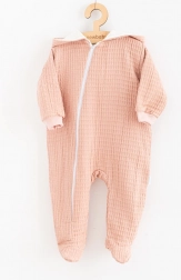 Tutina neonato in mussola con cappuccio rosa NEW BABY Comfort Clothes