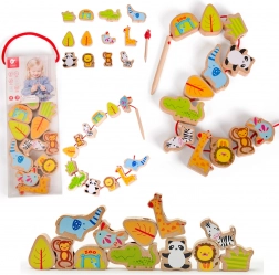 Perline in legno da infilare Zoo Classic World, 13 pezzi