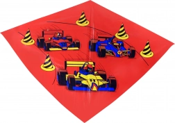Aquilone colorato con motivo di auto da corsa