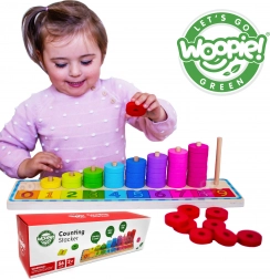 Woopie Green montessori abaco e puzzle colorato in legno, 56 pezzi