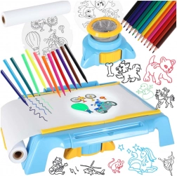 Proiettore per bambini con tavolino da disegno – blu