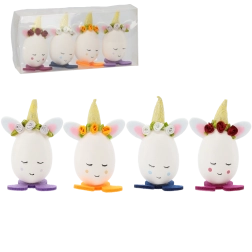 Decorazioni pasquali uova con orecchie e cappellino, set 4 pz CHOMIK