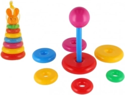 Piramide impilabile in plastica con anelli colorati 24 cm, in rete, da 12 mesi