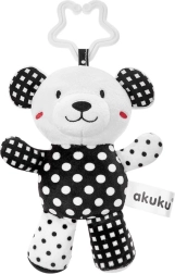 Orsetto di peluche bianco e nero con sonaglio per neonati