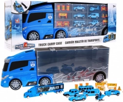 Camion della polizia 2-in-1 con custodia per macchinine e scivolo, per bambini 3+