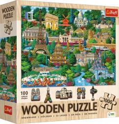 Puzzle in legno Luoghi famosi della Francia 1000 pezzi