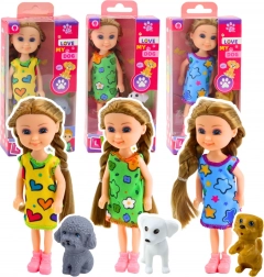 Mini bambola in vestito con cane 14,5 cm