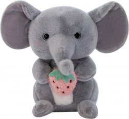 Elefante di peluche con fragola grigio 23 cm