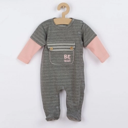 Tutina neonato in cotone Koala Be Brave, grigio‑rosa
