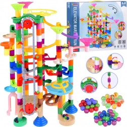 Pista di biglie colorata con ascensore a batteria, 236 pezzi