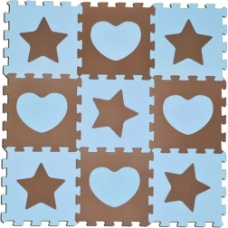 Puzzle in gommapiuma stelle e cuori blu