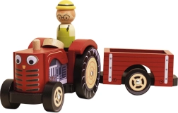 Le Toy Van trattore in legno con rimorchio per bambini