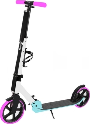 Monopattino pieghevole bianco‑rosa‑azzurro con tracolla