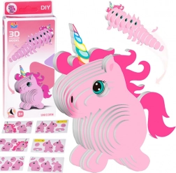 Puzzle 3D in cartone – unicorno rosa DIY