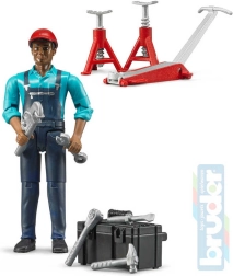Figurina di meccanico Bruder con accessori