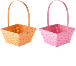 Cestino di Pasqua con manico mobile, 18,5 × 18,5 × 10 cm, mix di 2 colori pastello