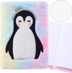 Quaderno peloso a righe con pinguino A5